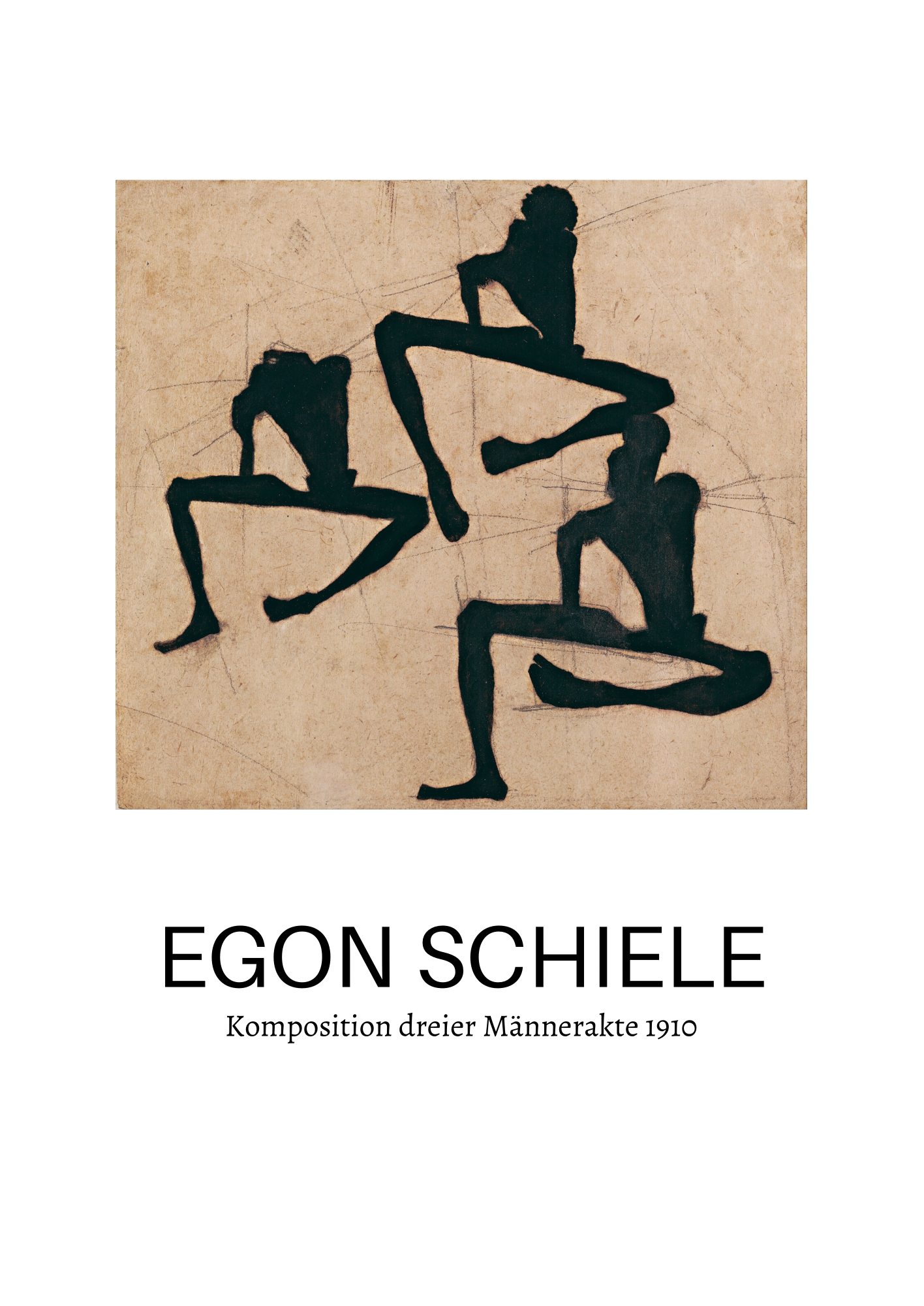 Egon Schiele, Komposition dreier Männerakte Print