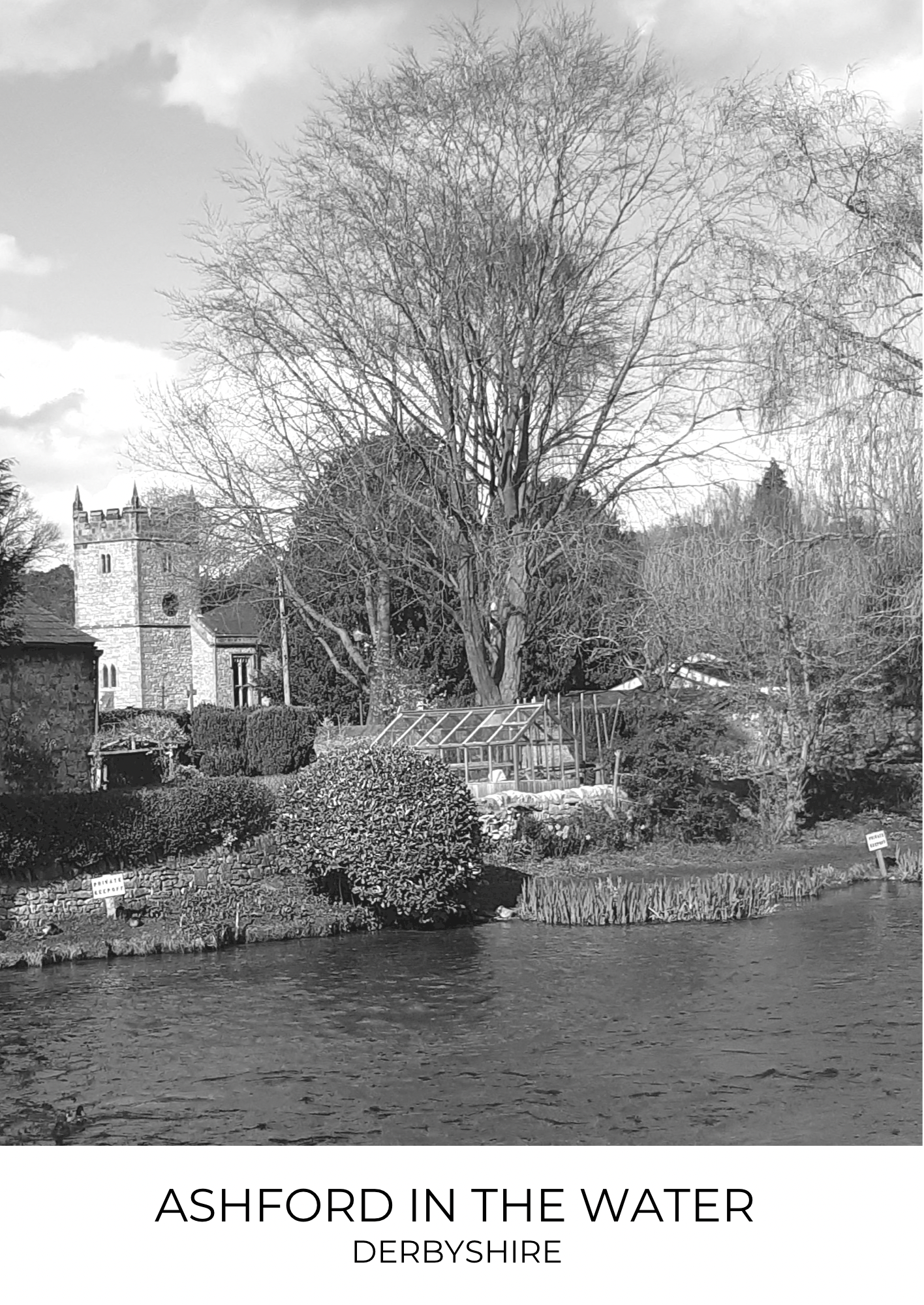Ashford in the Water, Derbyshire, Black and White Print
