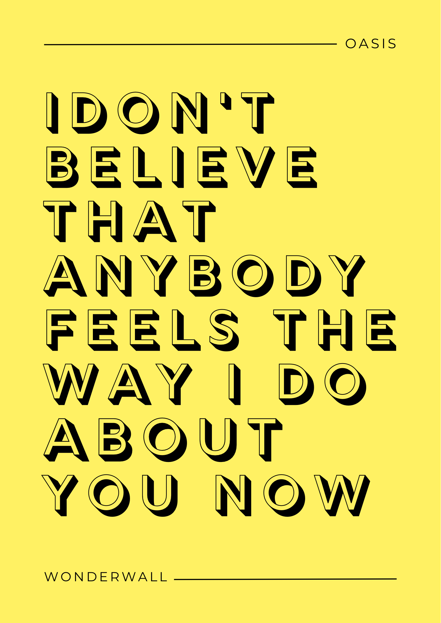 Oasis, Wonderwall Lyric Print