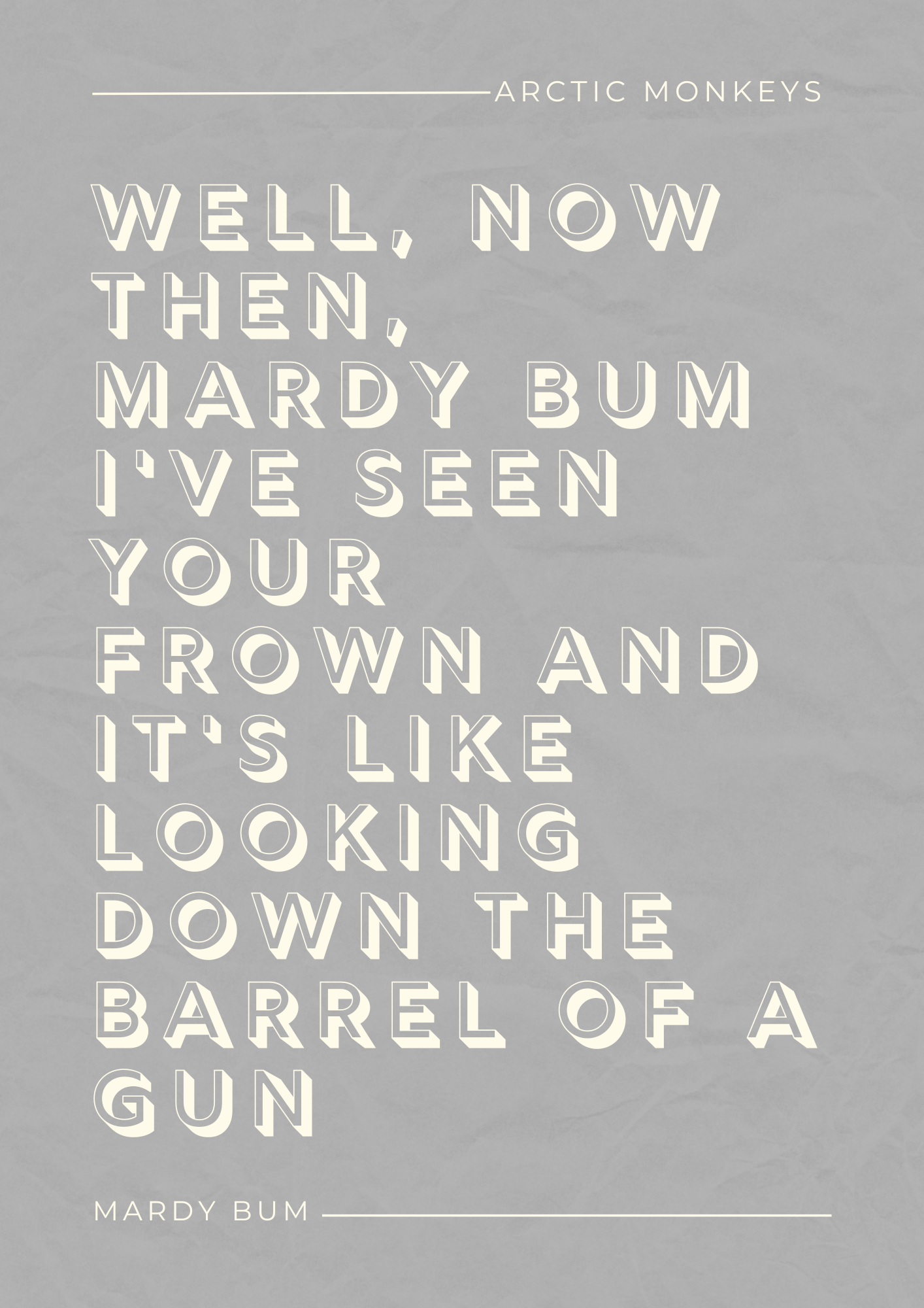 Arctic Monkey, Mardy Bum Lyric Print