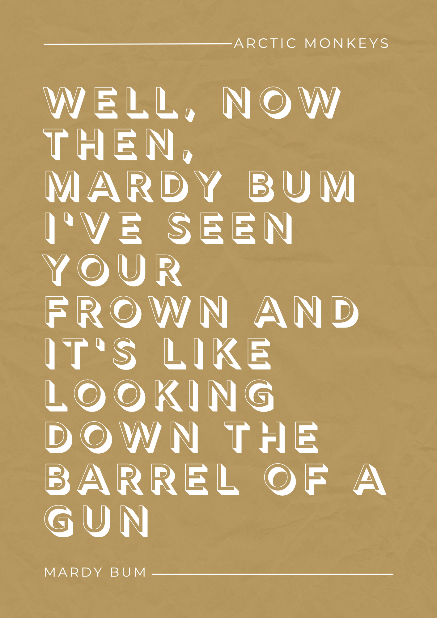 Arctic Monkey, Mardy Bum Lyric Print