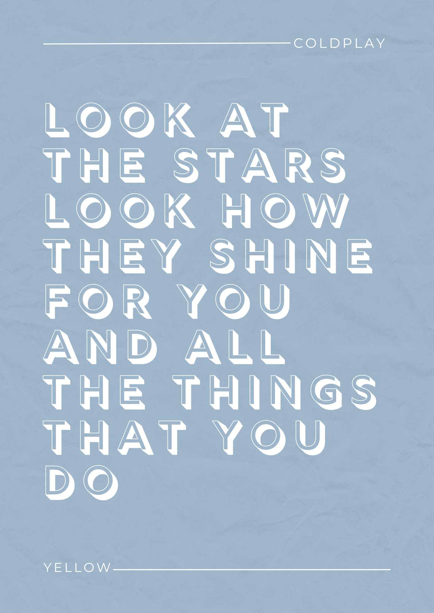 Coldplay, Yellow Lyric Print