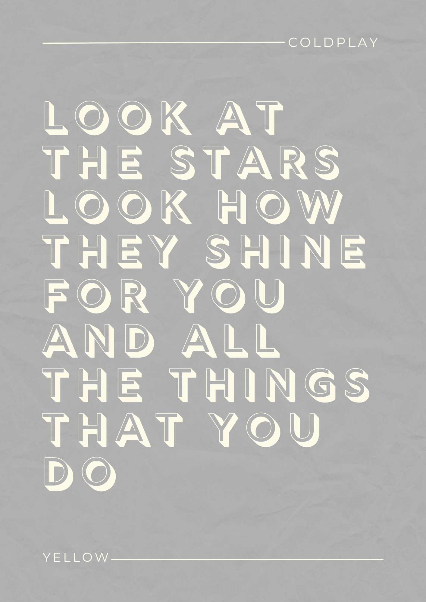 Coldplay, Yellow Lyric Print