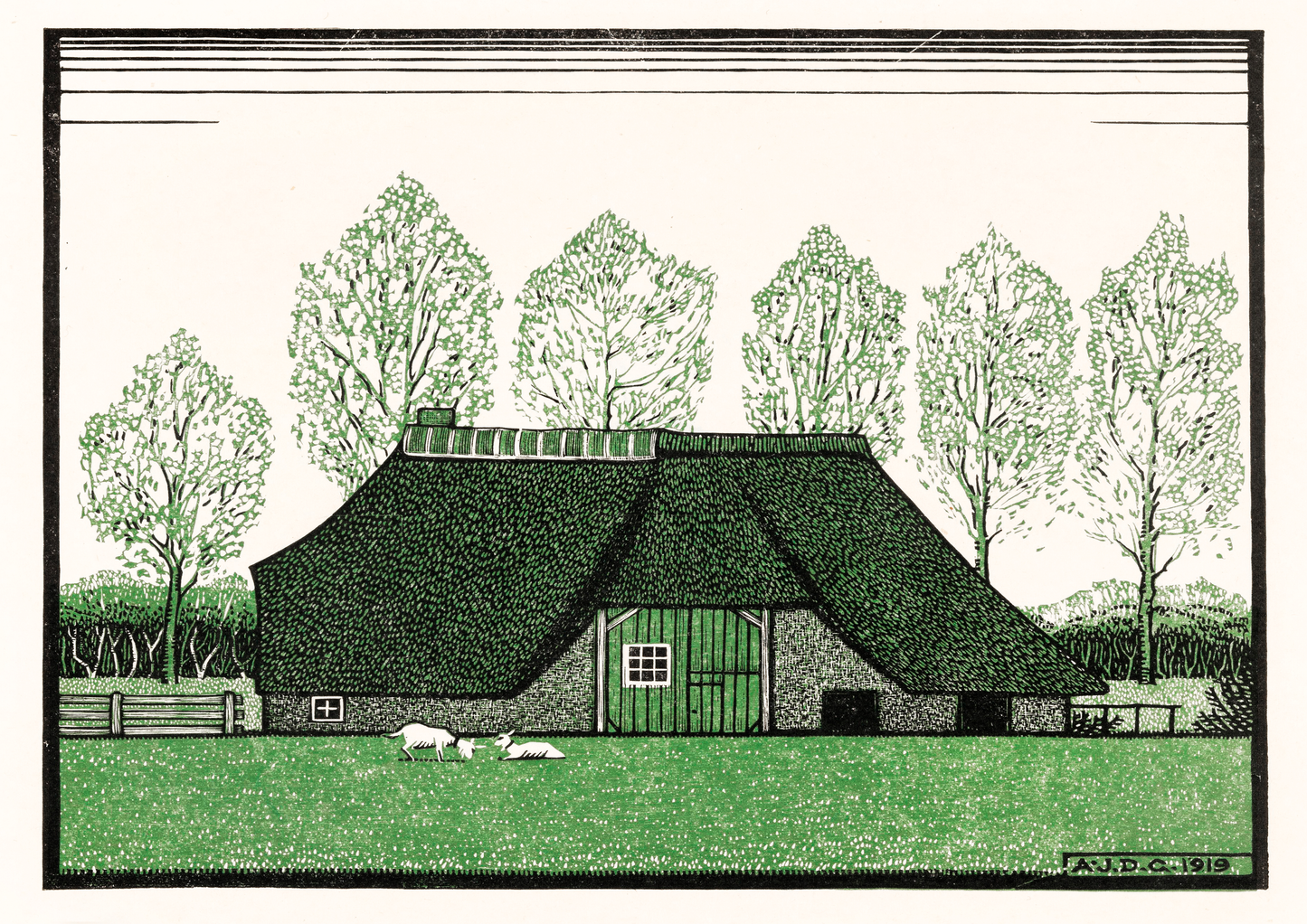 Farmhouse with Thatched Roof Print, Julie de Graag