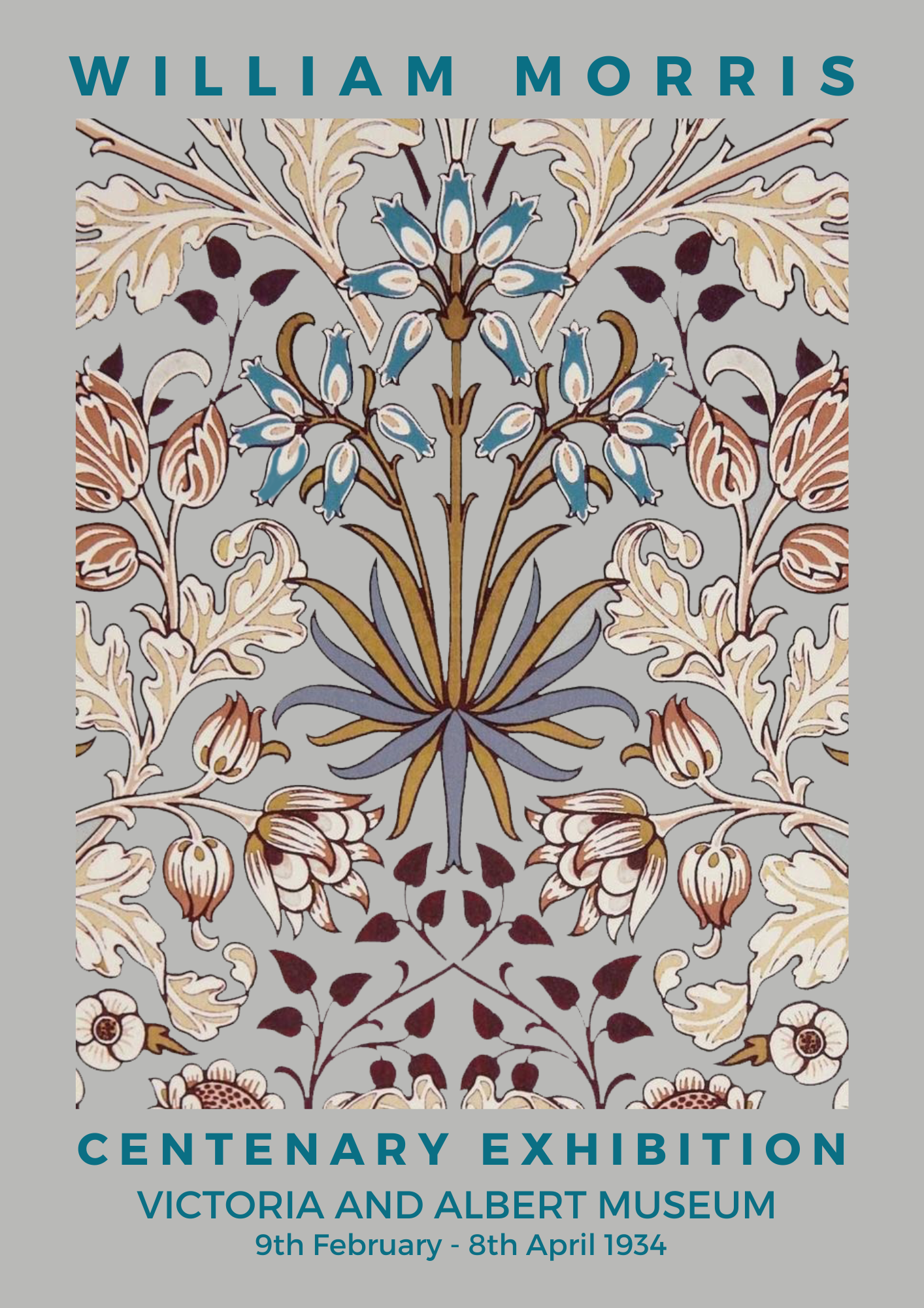 William Morris Hyacinth Grey Print