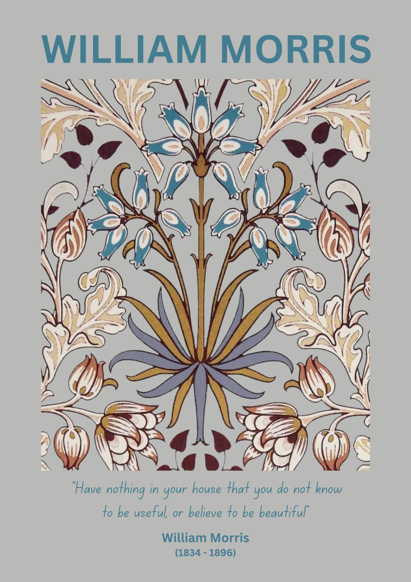 William Morris Hyacinth Grey Print