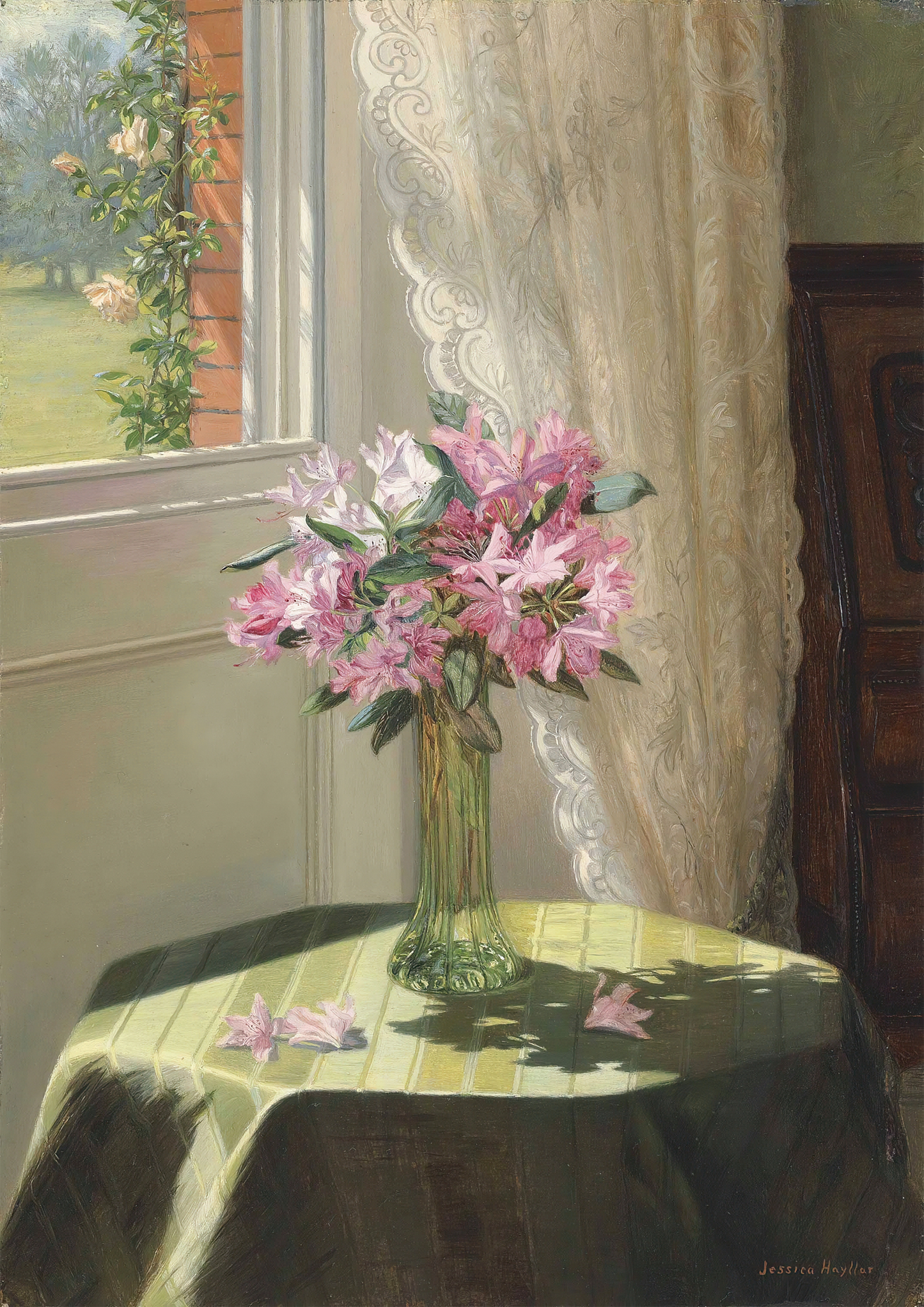 Jessica Hayllar, Rhododendrons by a Window Print