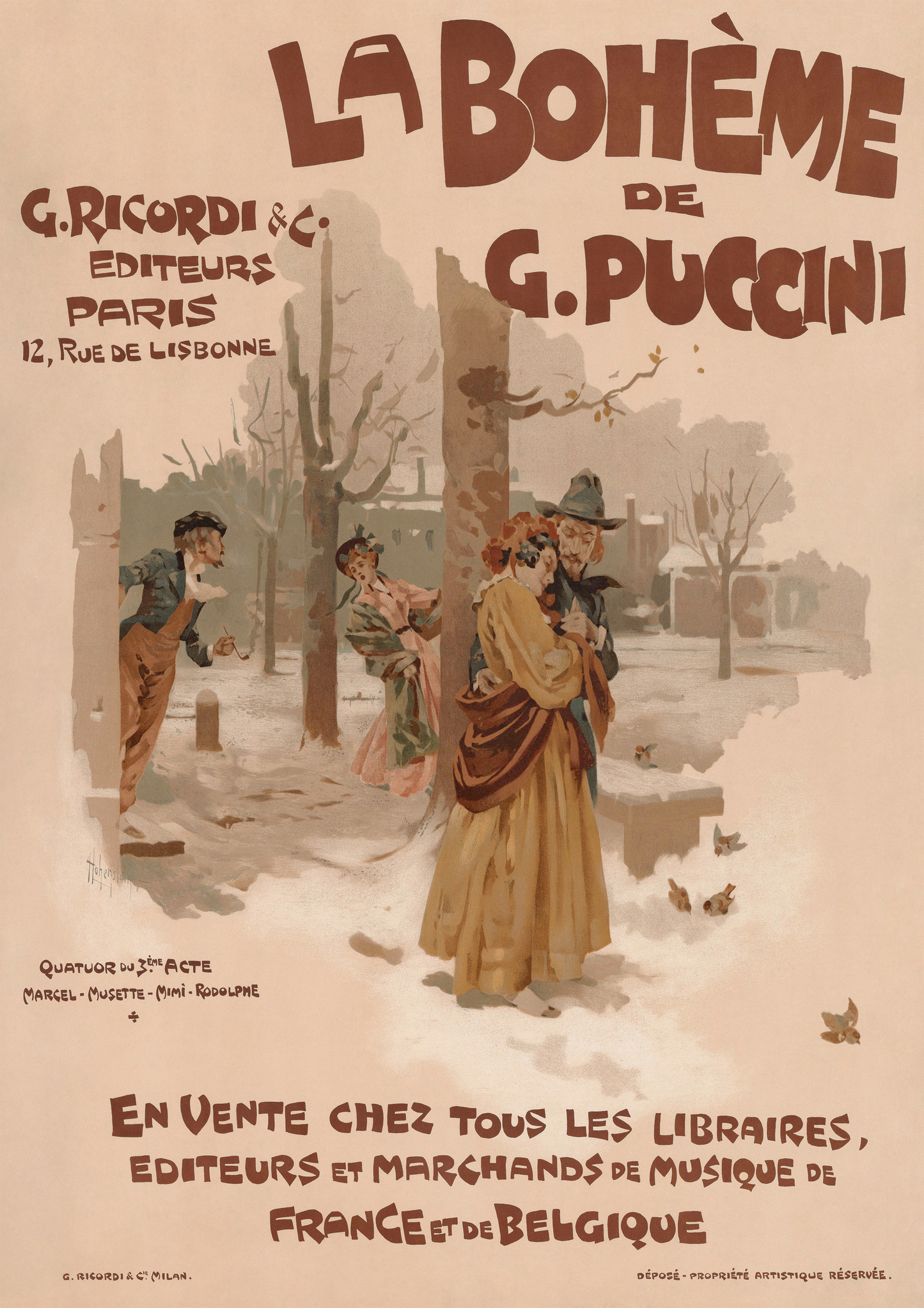 La Boheme Opera, Vintage Print