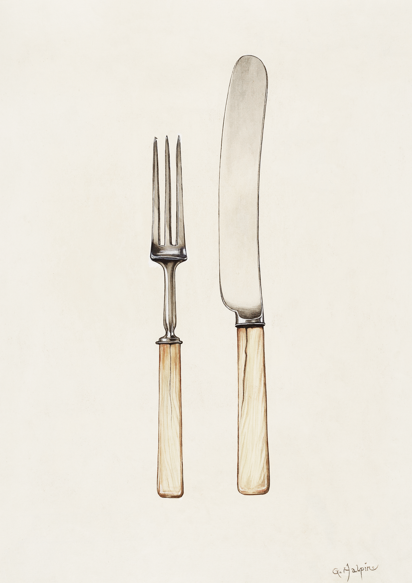 Vintage Knife and Fork Print