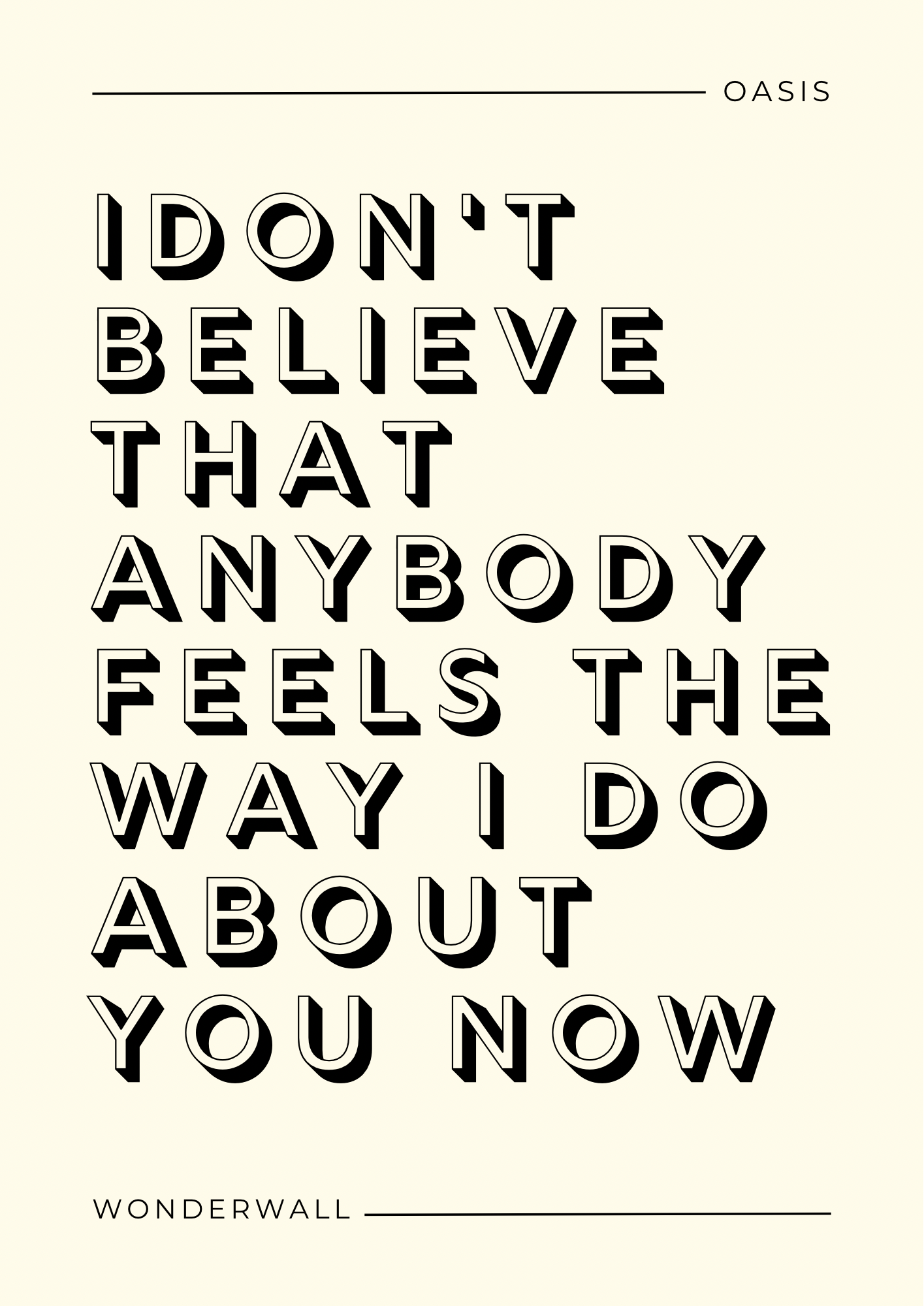 Oasis, Wonderwall Lyric Print
