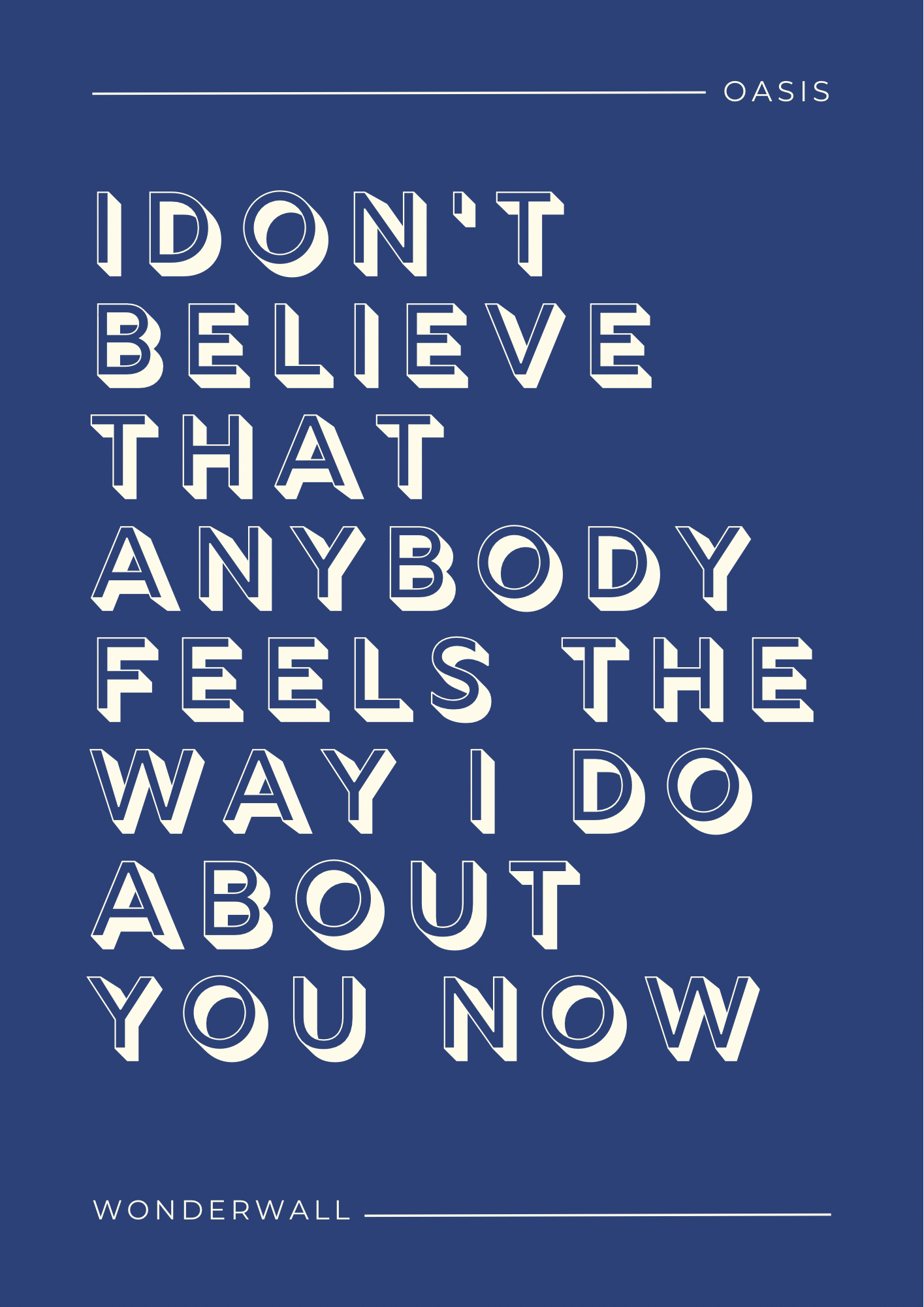 Oasis, Wonderwall Lyric Print