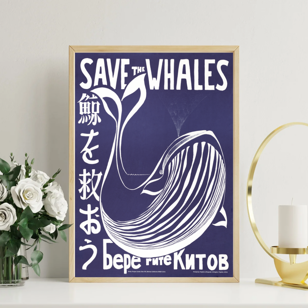Save the Whales Vintage Print
