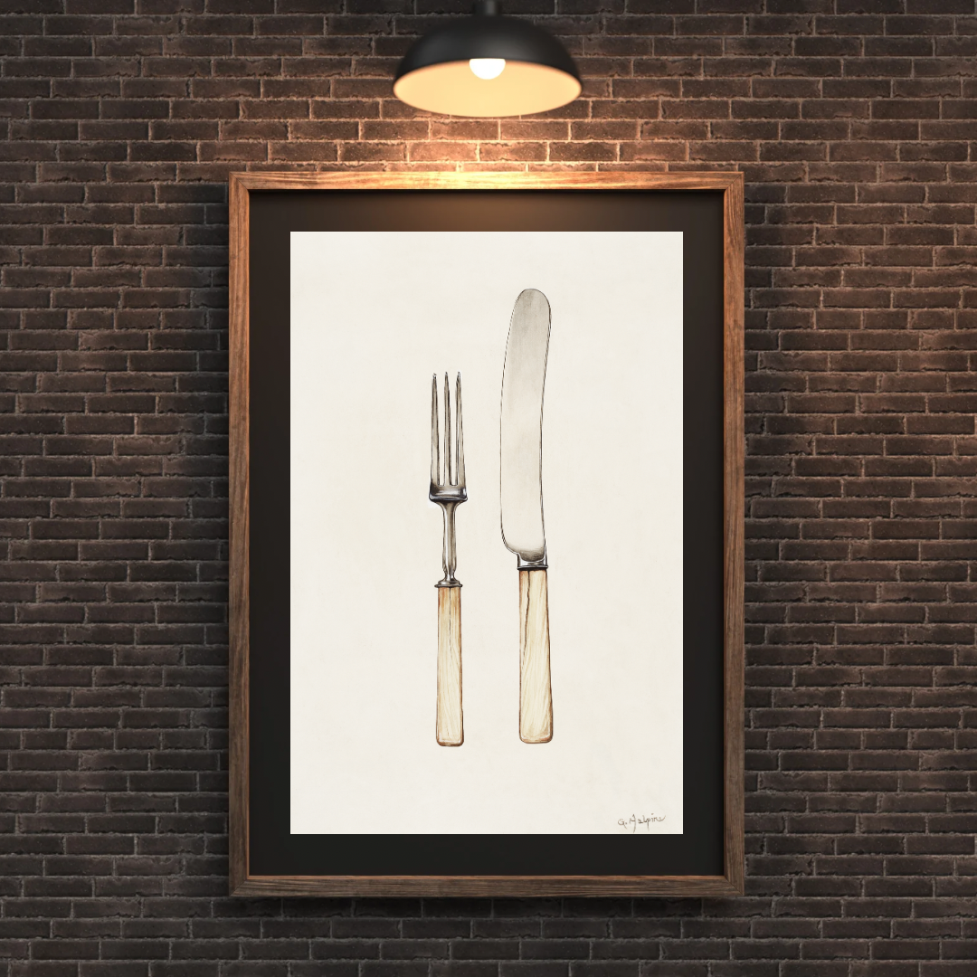 Vintage Knife and Fork Print