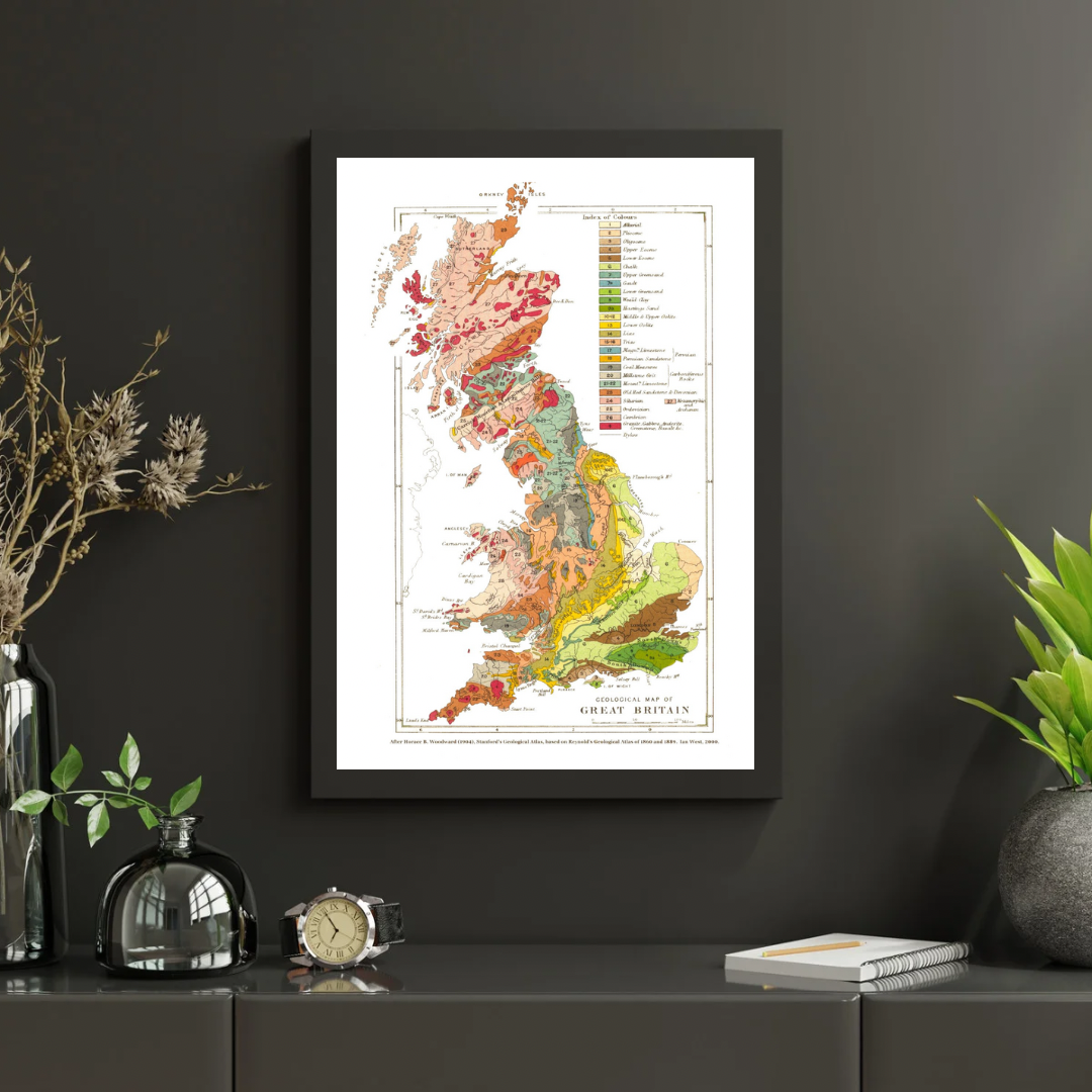 Vintage Geographical Map of Great Britain Print