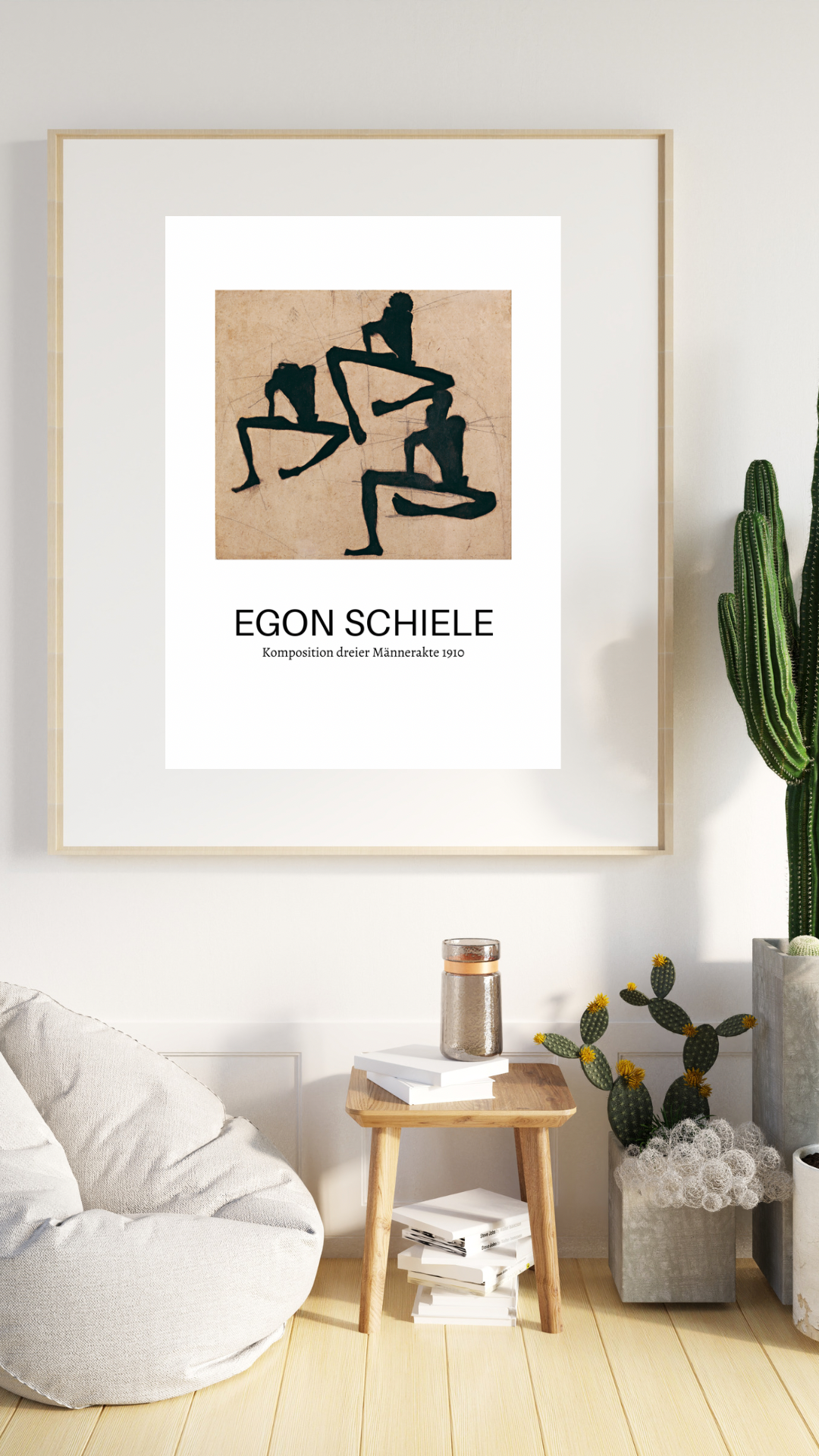 Egon Schiele, Komposition dreier Männerakte Print