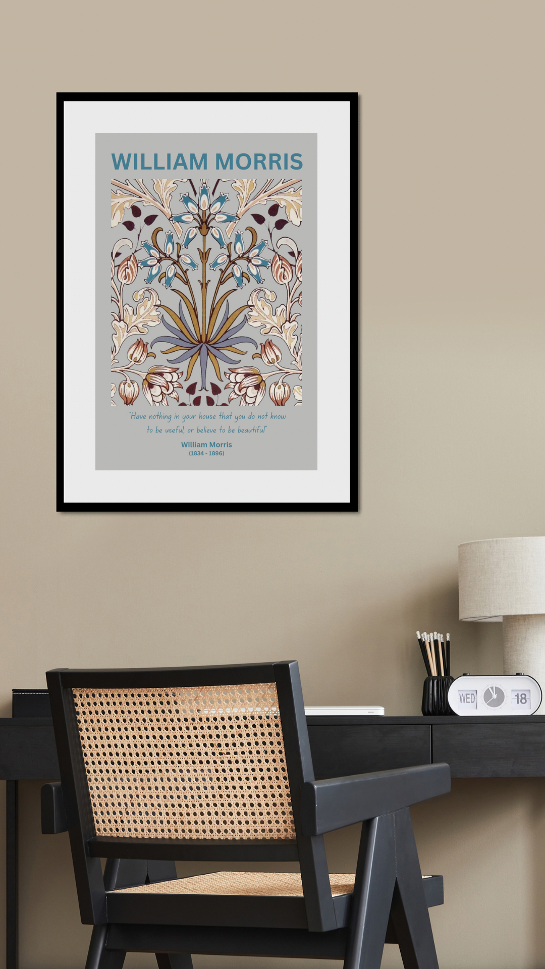 William Morris Hyacinth Grey Print