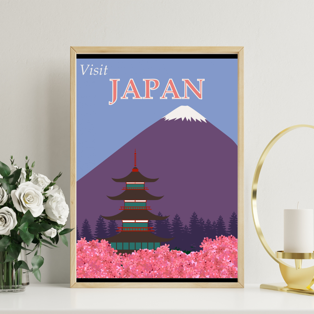 Vintage Visit Japan Travel Print