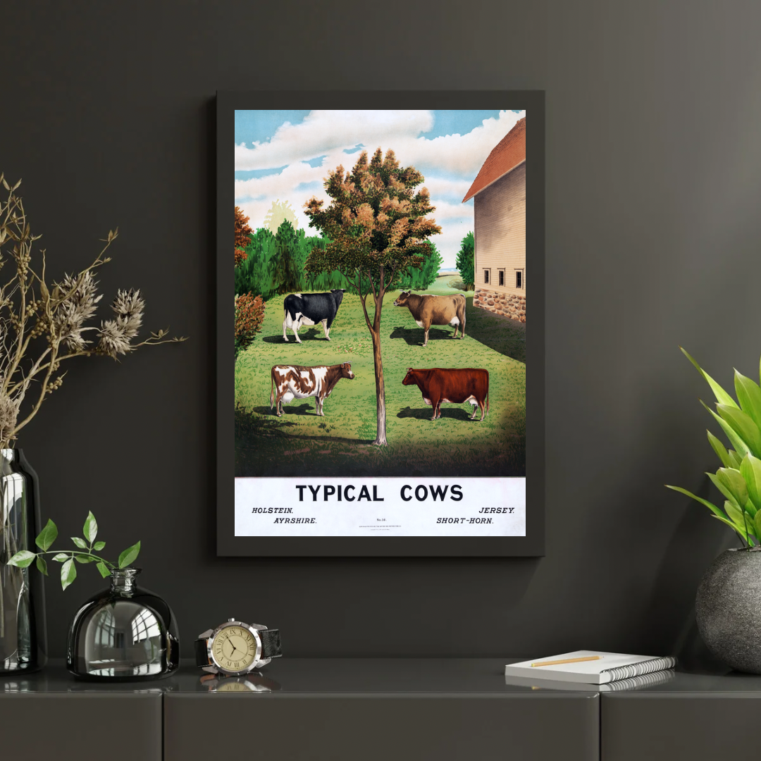 Vintage Typical Cows Print