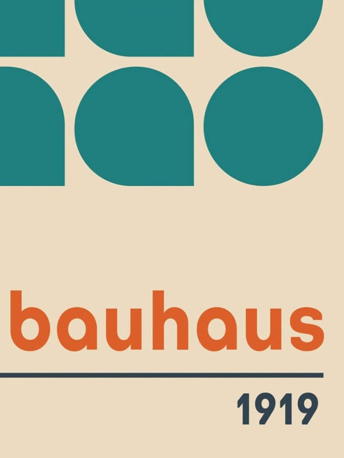 Bauhaus 1919 Print: Teal & Orange Geometric Wall Art