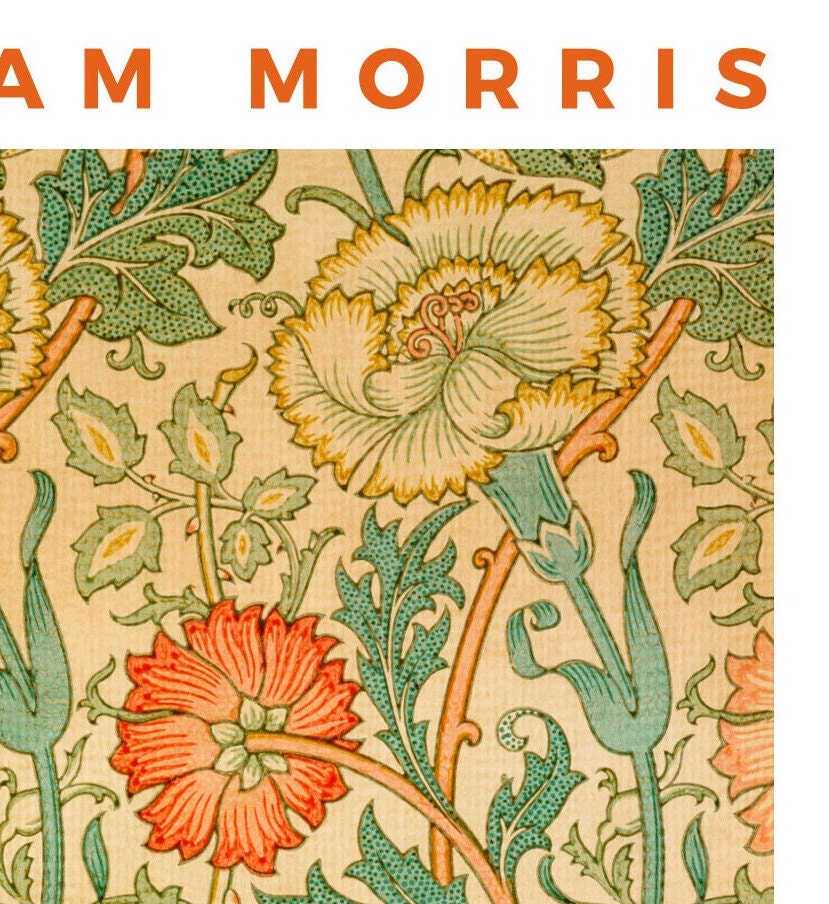 William Morris Flower Art Nouveau Print: Pink & Rose Exhibition Poster