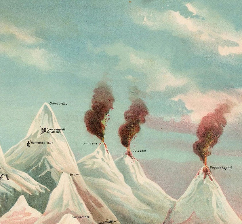 Vintage Geology Print: Levi Walter Yaggy, Ascending Regions Nature Wall Art