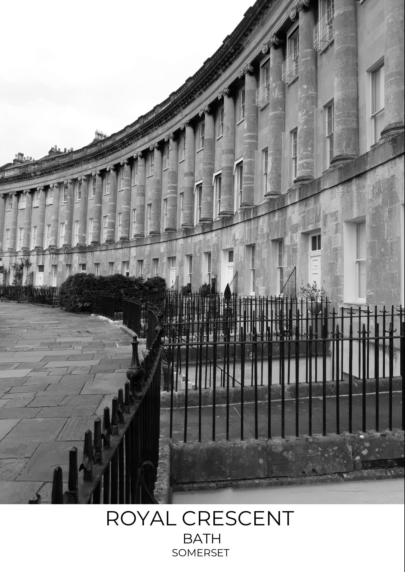 Royal Crescent, Bath Print: Black and White Photography, Somerset Wall Art