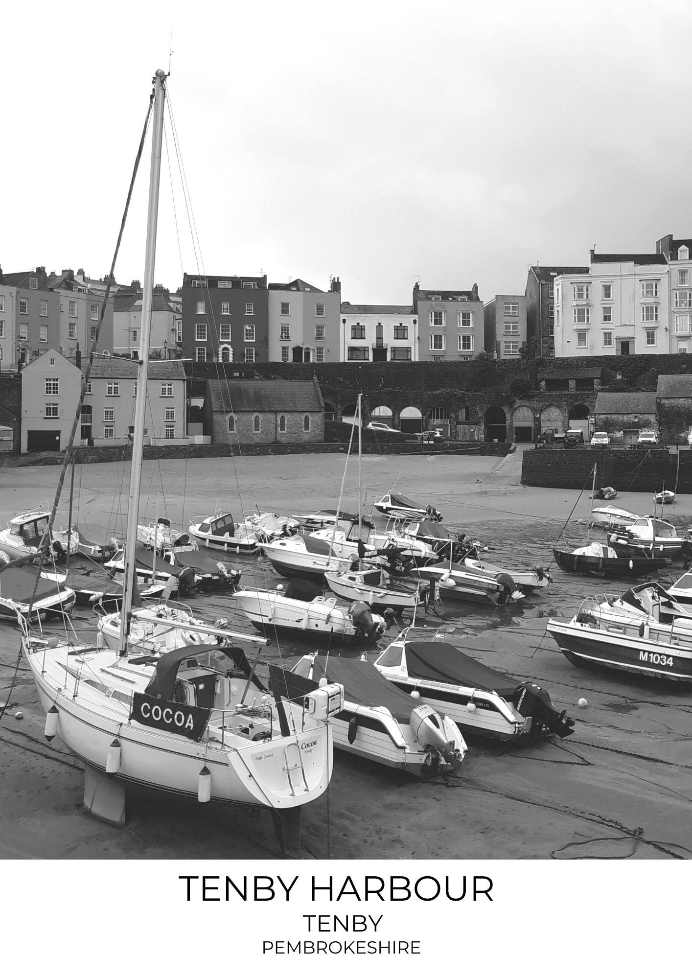 Tenby Harbour Print: Black and White Pembrokeshire Wall Art
