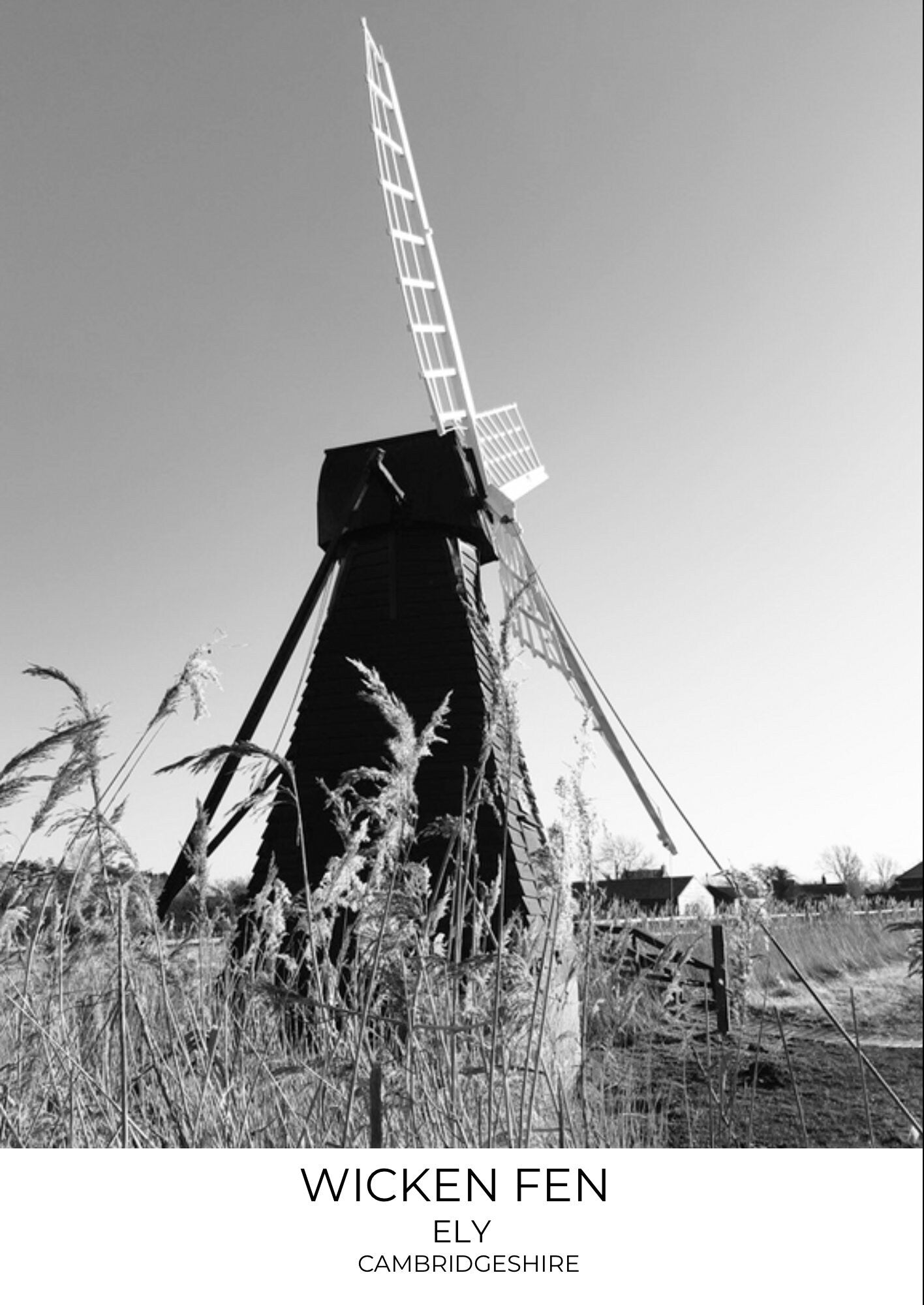 Wicken Fen Photography Print: Black and White Landscape Wall Art