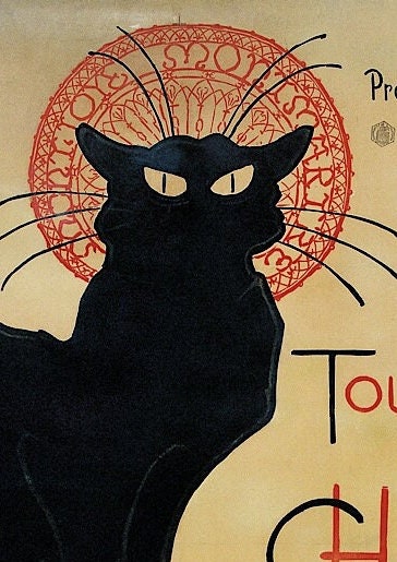Le Chat Noir Poster: Vintage Art Nouveau Black Cat Print