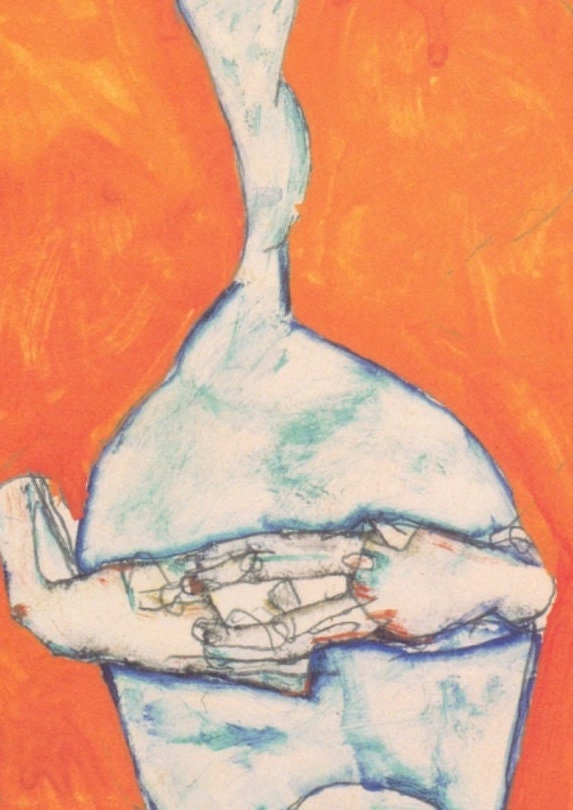 Egon Schiele Self Portrait Print: Orange Expressionism Art