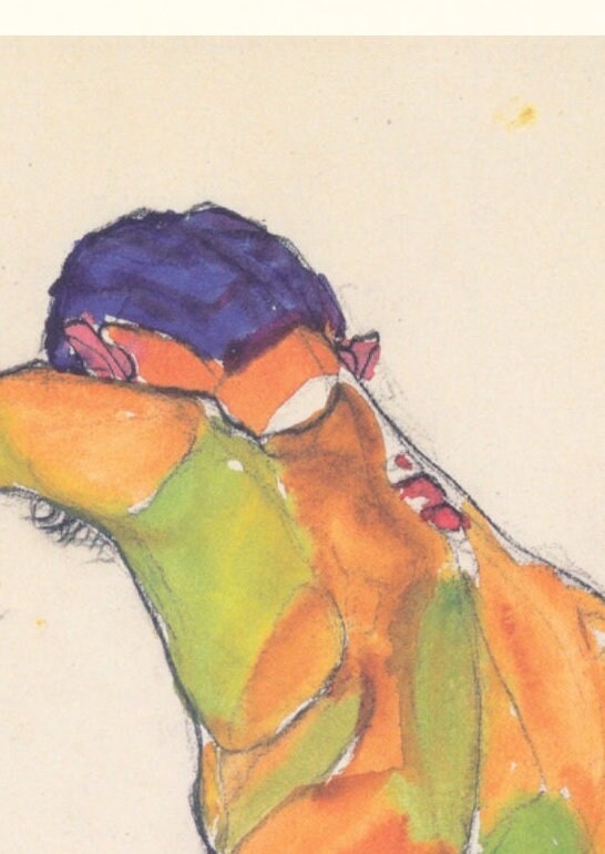 Egon Schiele Male Nude Print – Expressionism Vintage Wall Art