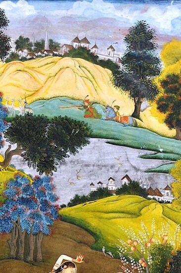 Laila and Majnun Print: Persian Miniature Tapestry Art (A4/A3/A2/A1)