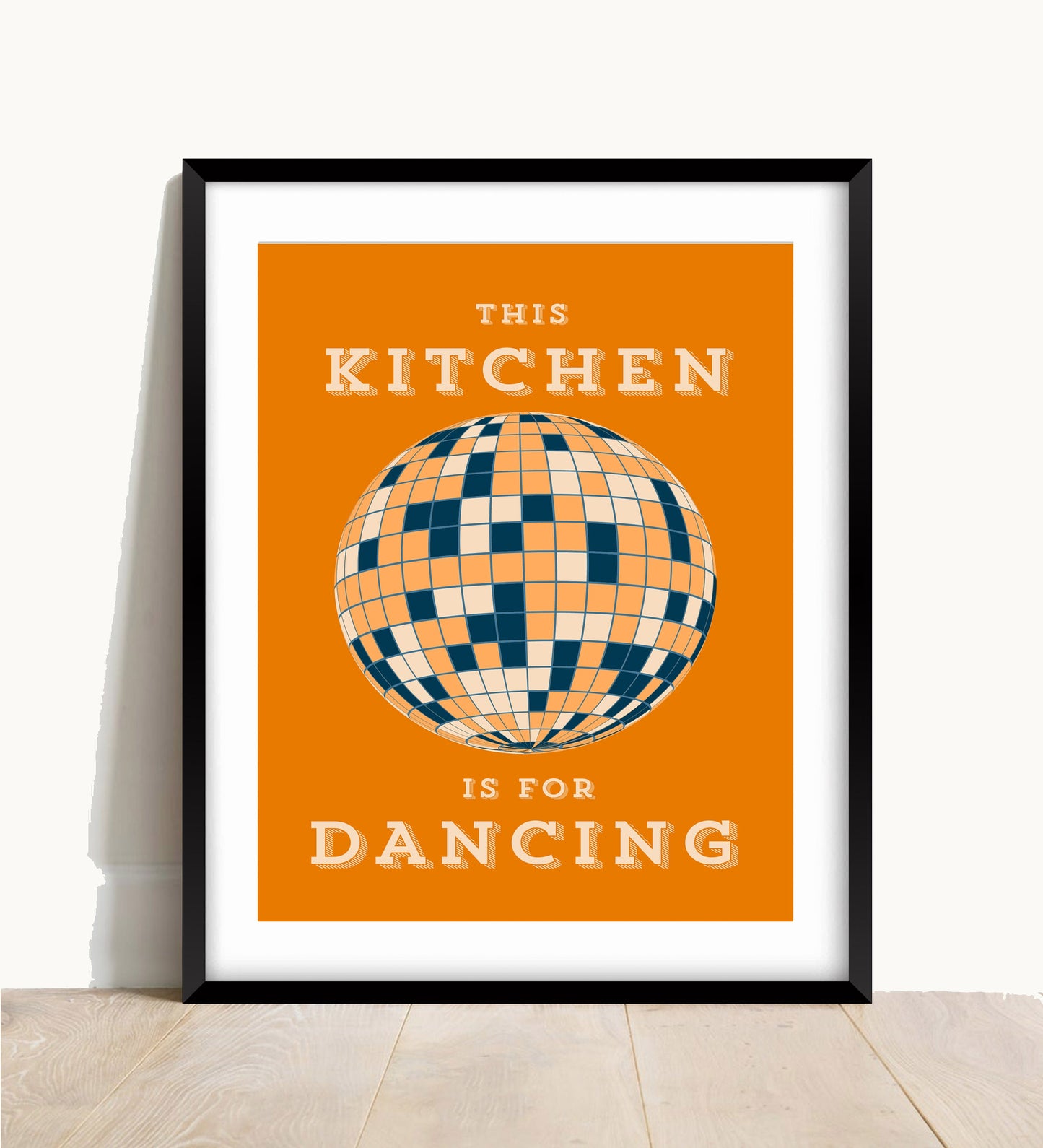 Kitchen Dancing Wall Art: Retro Glitter Ball Poster