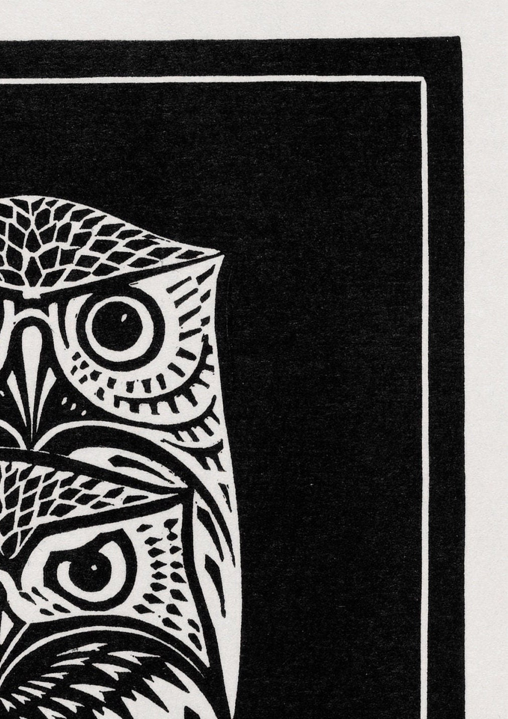Two Owls Print: Vintage Art Nouveau Poster, Black and White