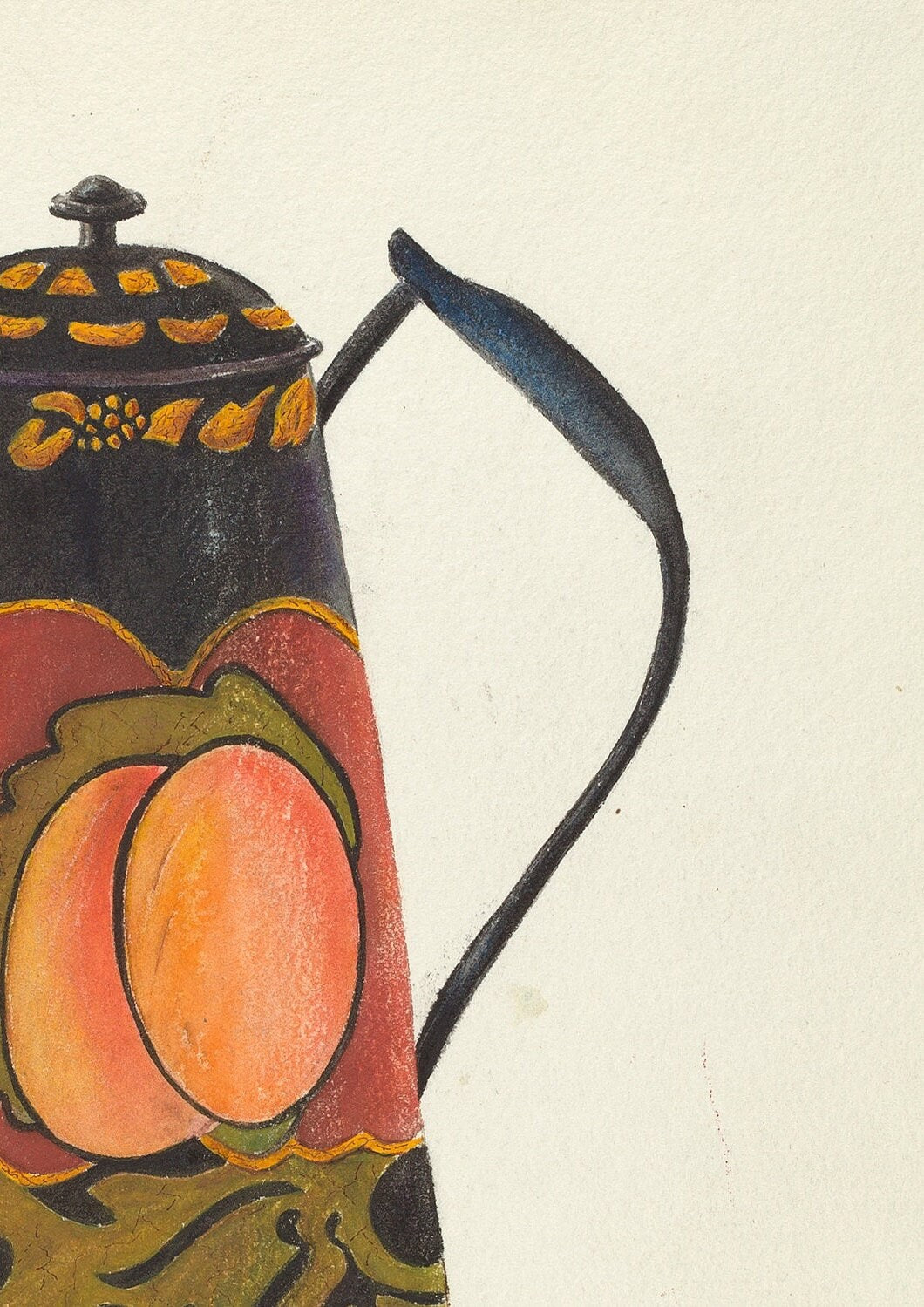 Vintage Toleware Coffee Pot Print: Farmhouse Kitchen Wall Art (A4/A3 Portrait)