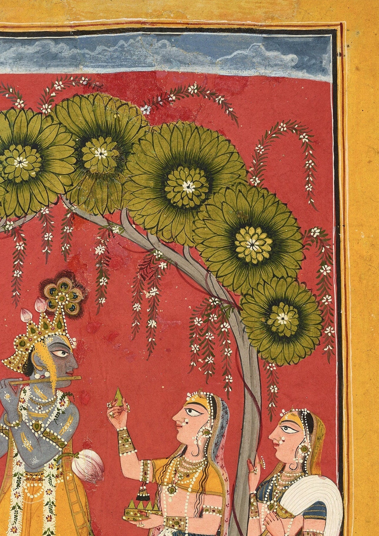 Krishna Fluting Print: Vintage Indian Art, Dasavatar Series (A4/A3)