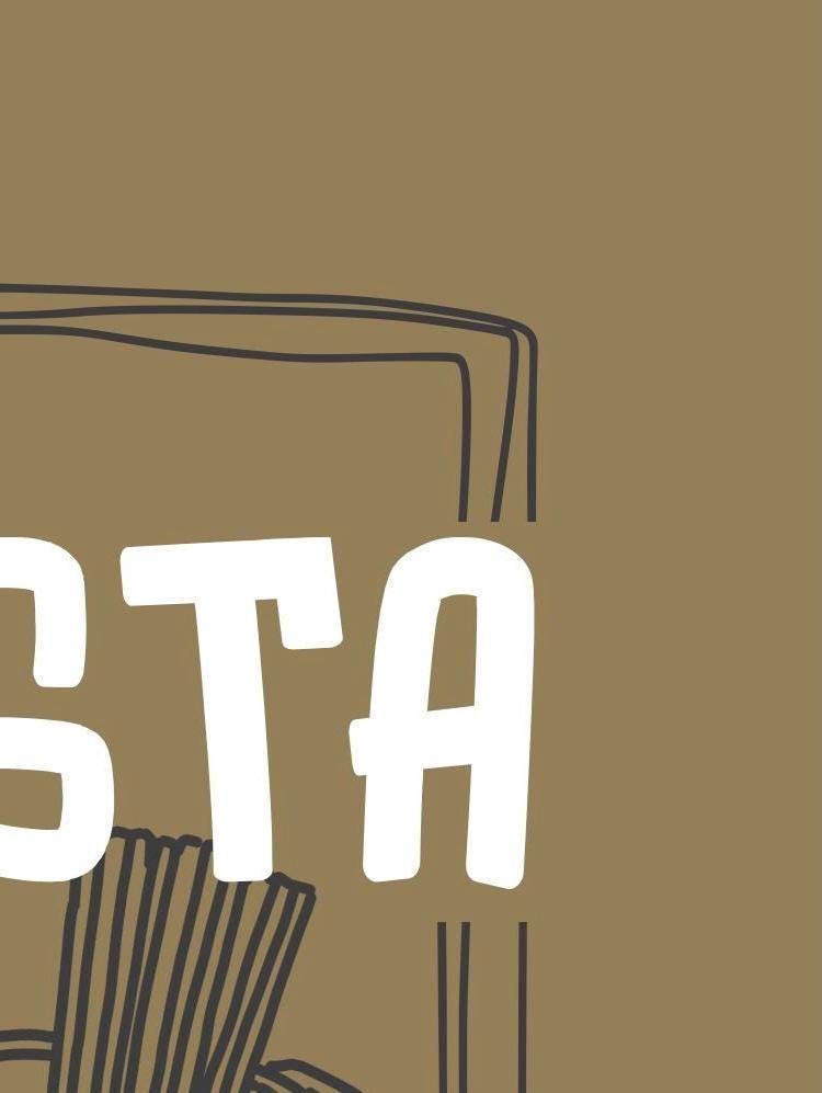 Pasta Lover Kitchen Print: Retro Food Poster