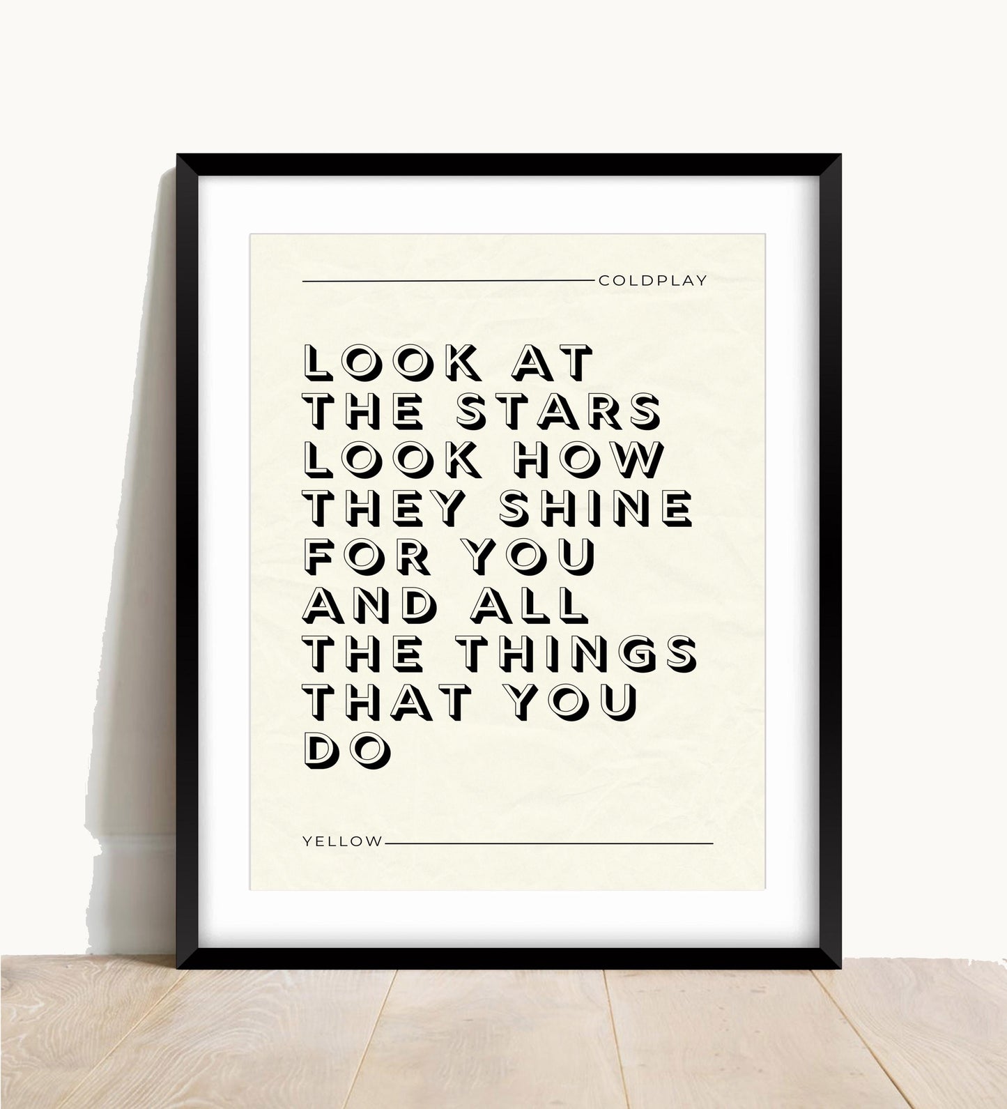 Coldplay, Yellow Lyric Print