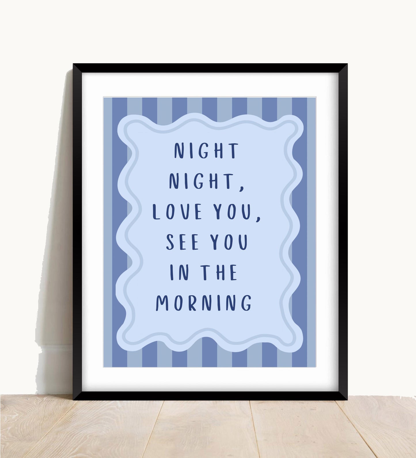 Retro Bedroom Wall Art Print: Night Night Stripes, Trendy Home Decor