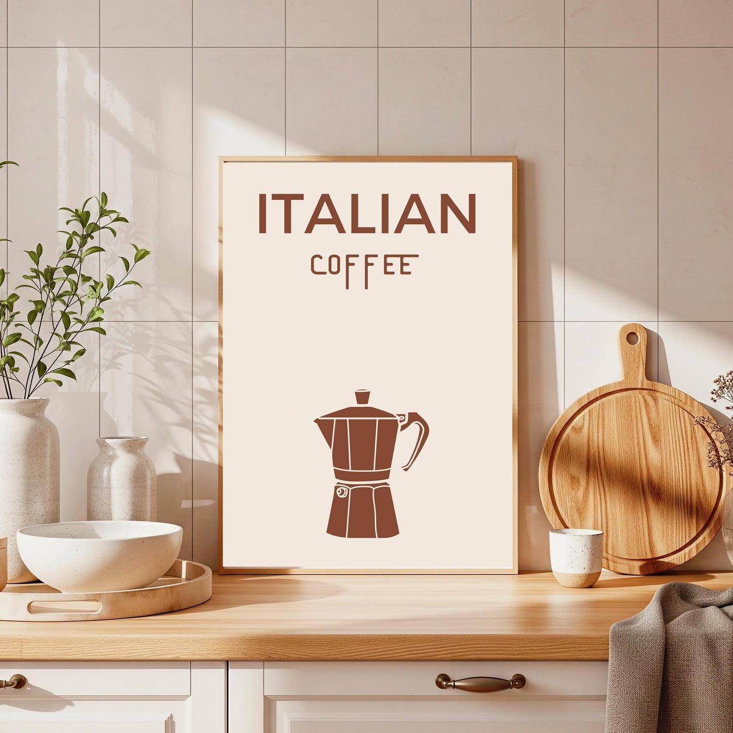 Italian Coffee Print: Modern Espresso Maker Wall Art