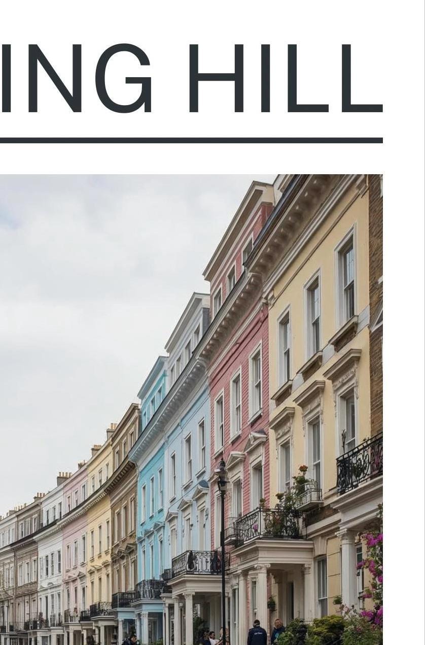 Notting Hill Art Print: London Travel Poster, Satin Finish