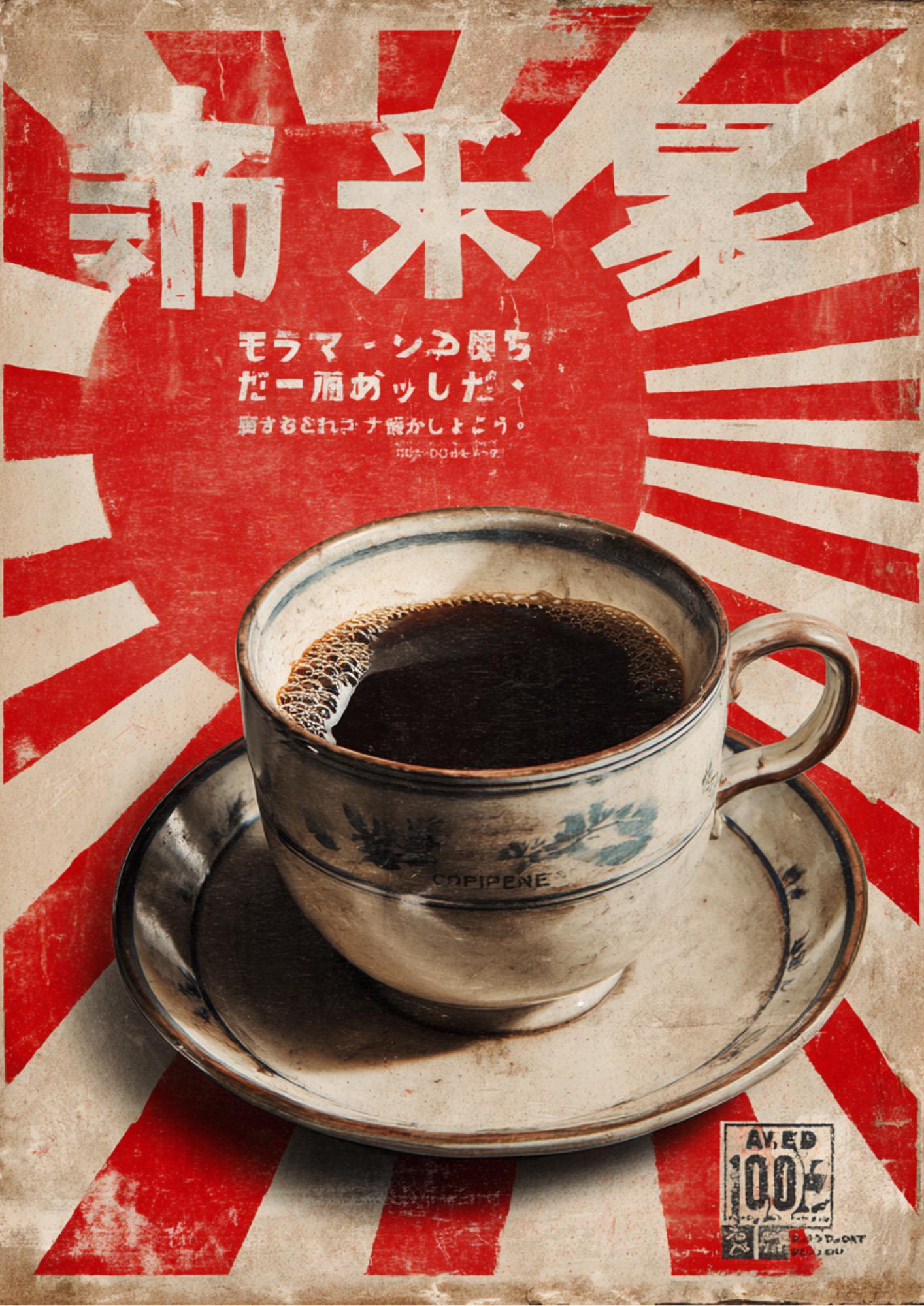 Vintage Japanese Coffee Print: Kitchen Wall Art, Japanese