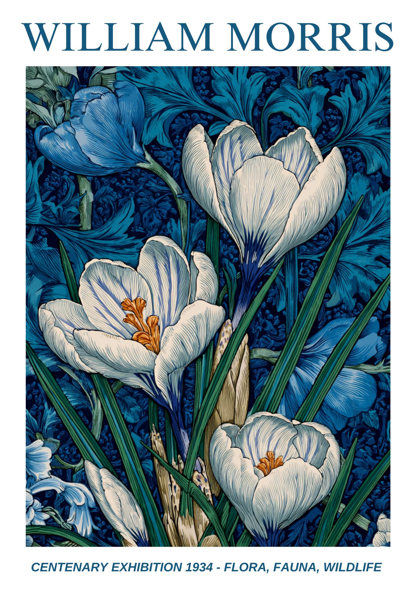 William Morris Floral, Fauna, Wildlife Print: Art Nouveau Home Decor, Crocus