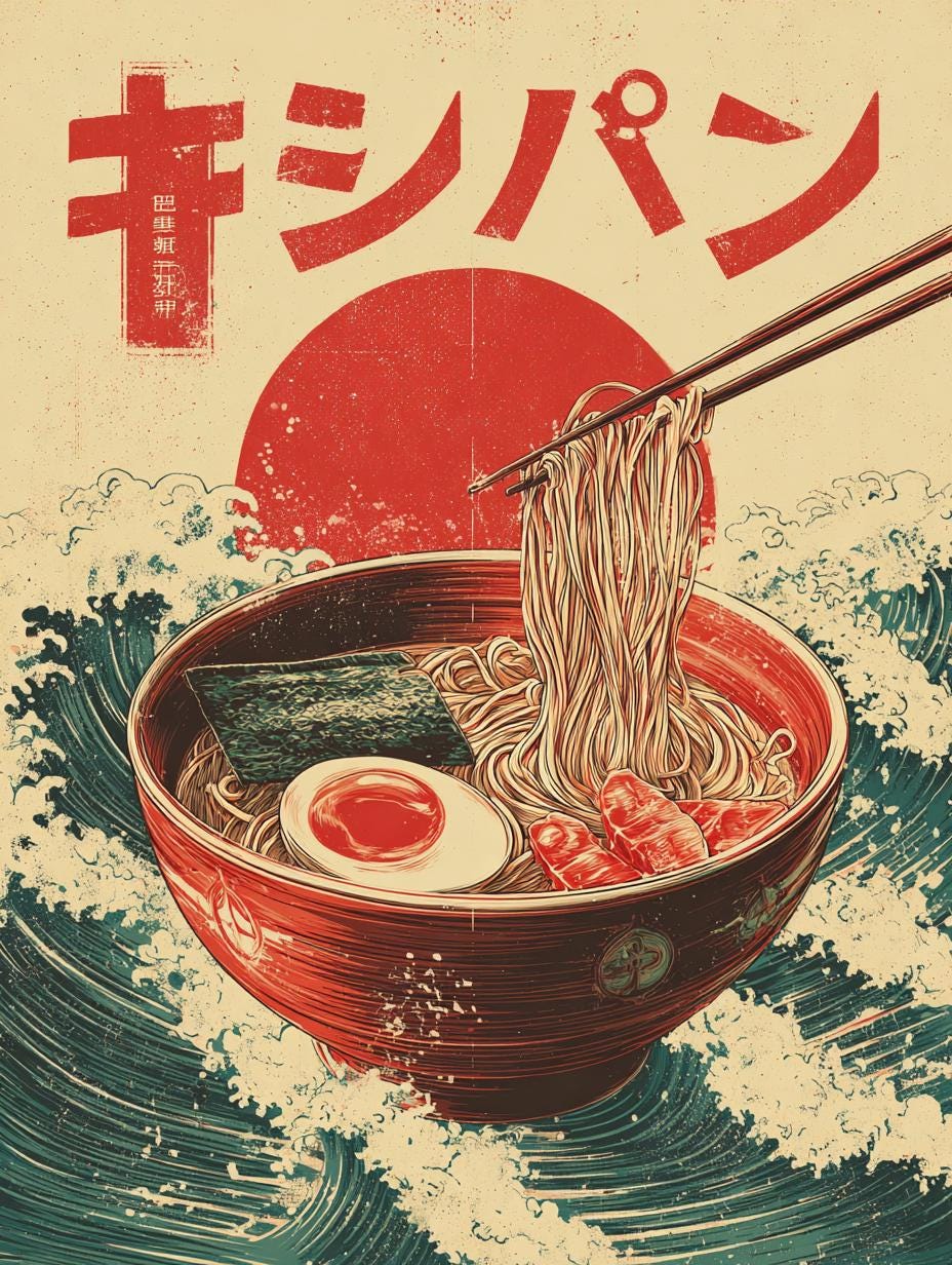 Vintage Japanese Matcha Print: Kitchen Wall Art, Japanese Ramen