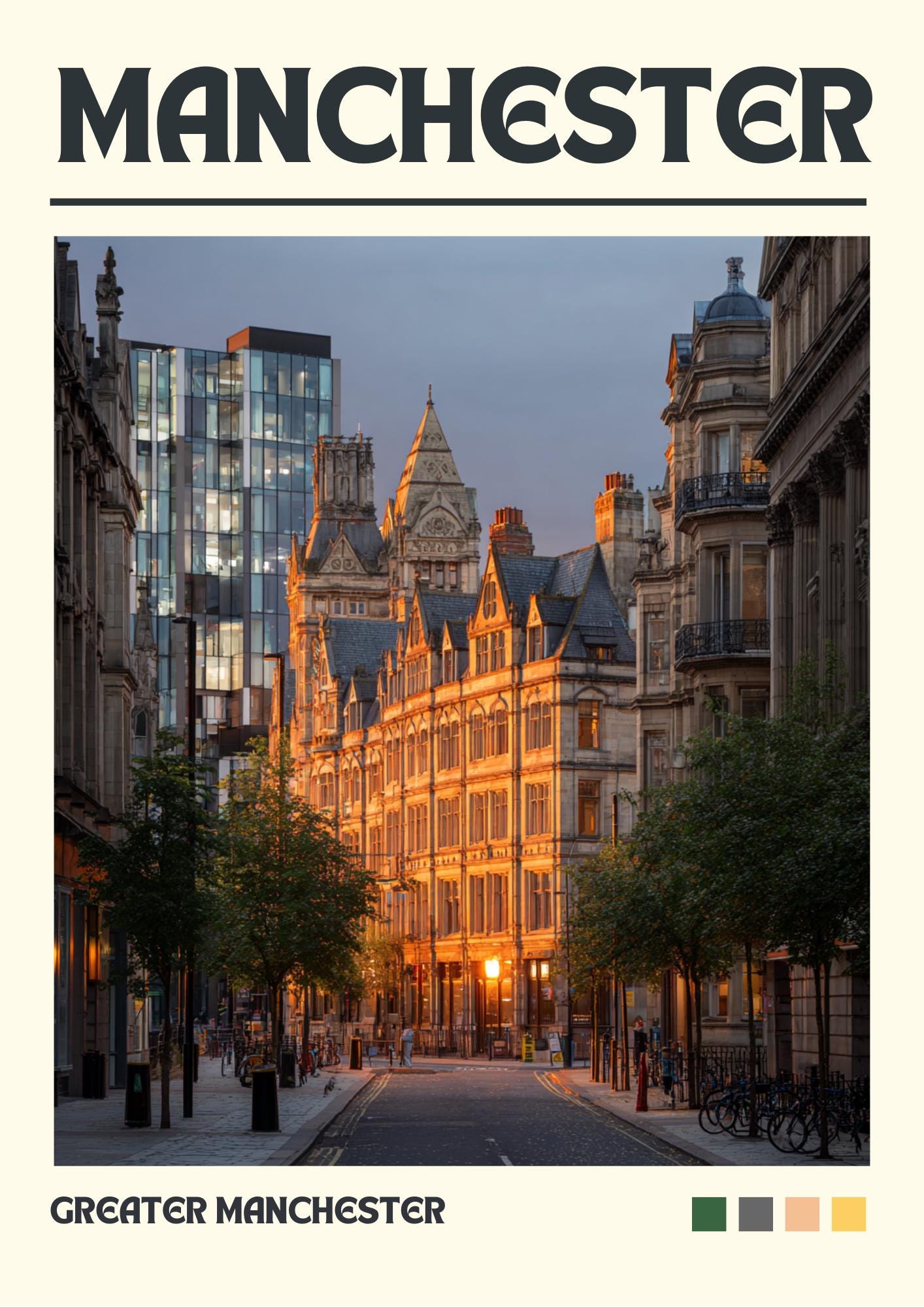 Manchester Art Print: Satin Travel Poster