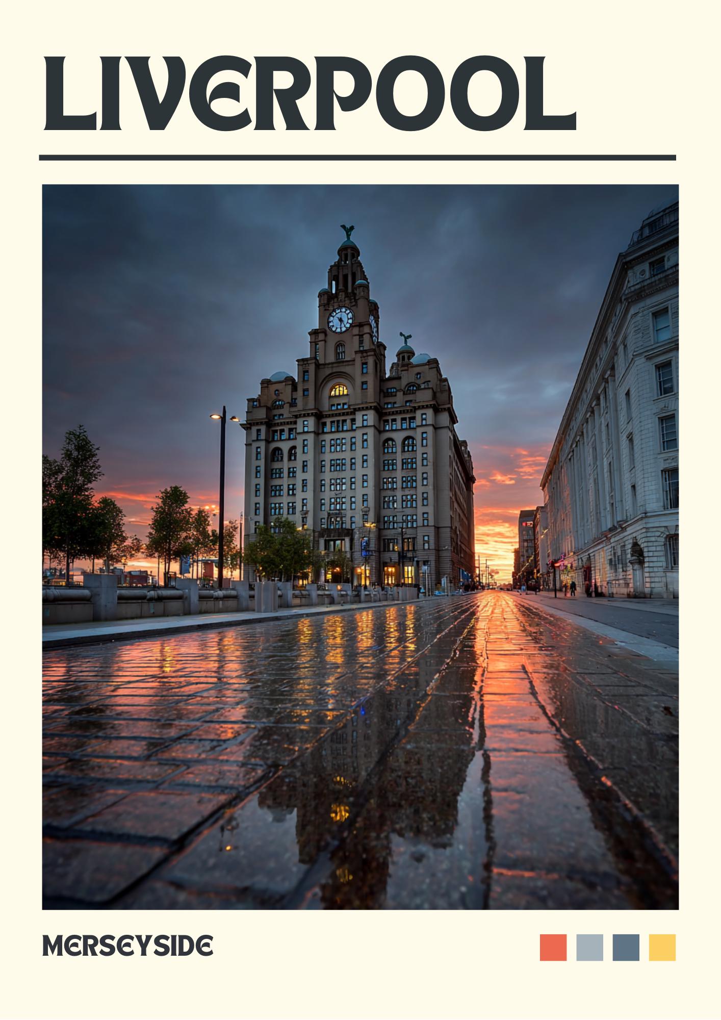 Liverpool Art Print: Satin Travel Poster