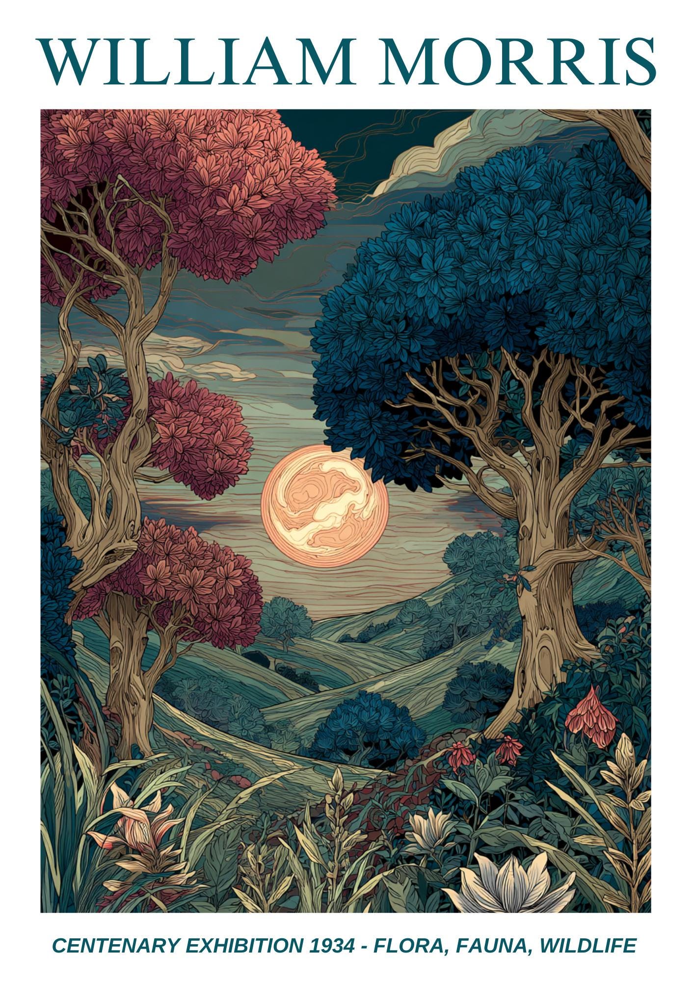William Morris Floral, Fauna, Wildlife Print: Art Nouveau Home Decor