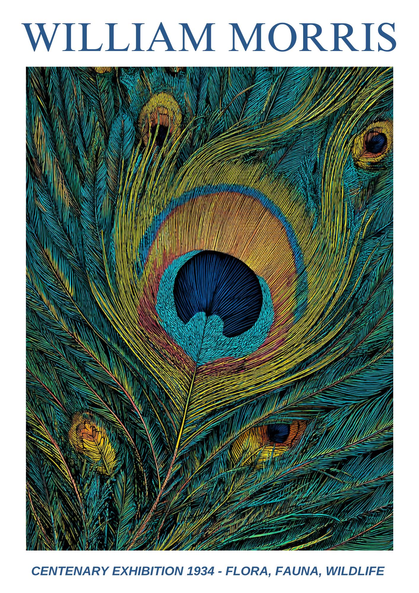 William Morris Floral, Fauna, Wildlife Print: Art Nouveau Home Decor, Peacock
