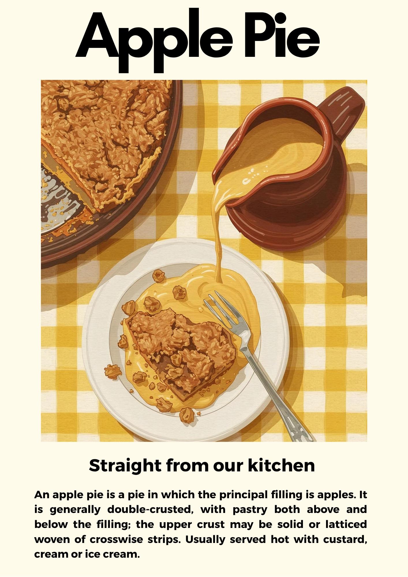 Straight From Our Kitchen Poster: Retro Food Print, Colourful Wall Art, Apple Pie