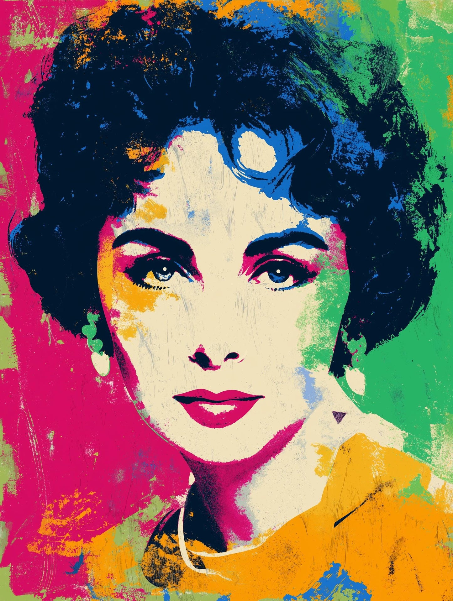 Elizabeth Taylor Warhol Style Print, Retro Pop Art Poster